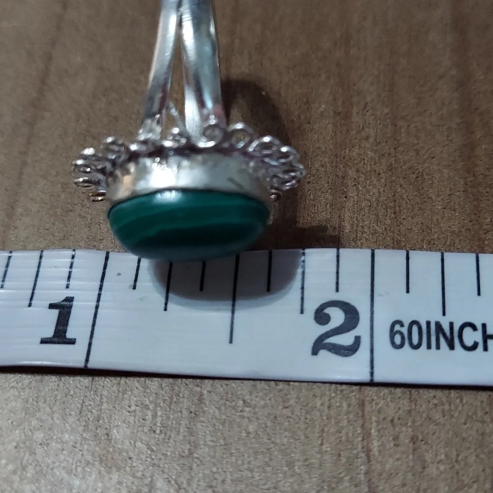 Malachite Sterling Silver Ring Size 8